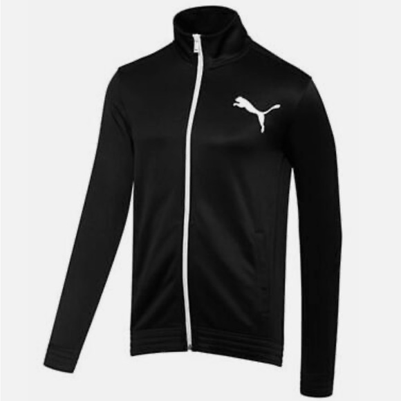 EUC Men’s Size Medium Puma Full Zip Tract Jacket With Logo Print In Black/White - Picture 1 of 12